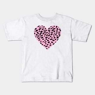 Cheetah Leopard Print Pink Heart Kids T-Shirt